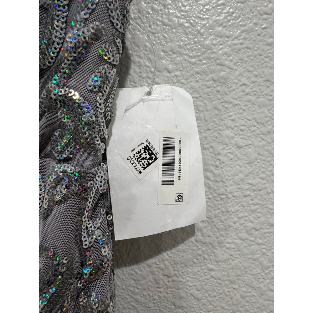 NIGHTWAY New $159 Silver Sequined Sheath Dress Size 4 - Picture 7 of 7